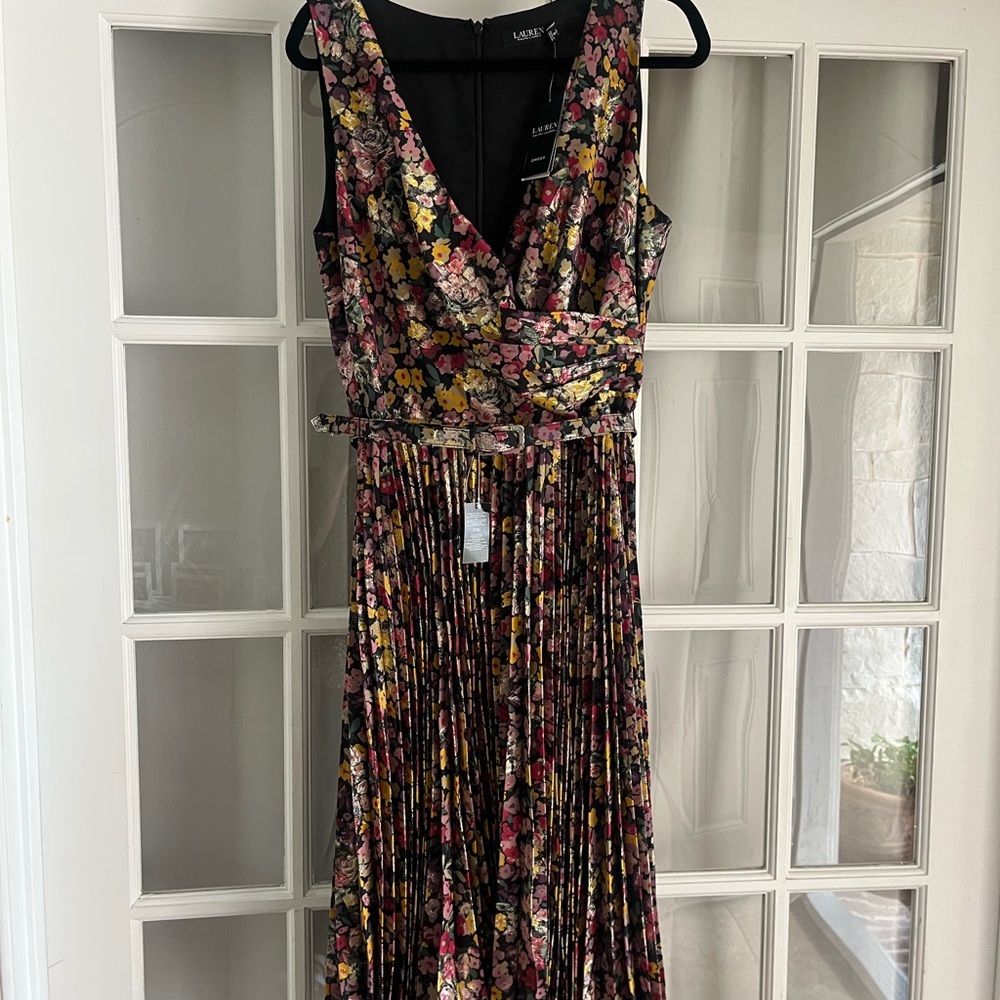 Gorgeous Lauren Ralph Lauren Gold Sequin Sleeveless Midi Dress size 14